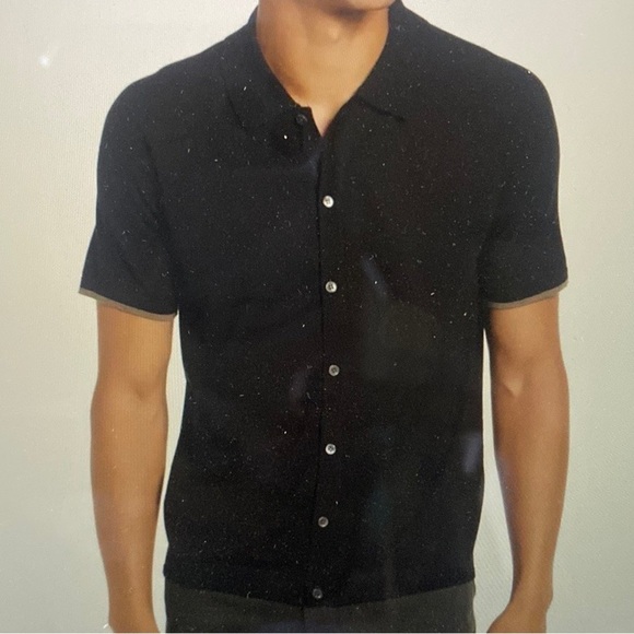 Theory Other - Theory Men's Berner Short Sleeve Knit Regal Merino Wool Button Up Shirt L  NWT